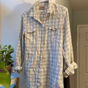 White plaid old navy button up